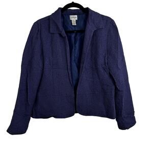 Chico's Purple Silk Blend Open Blazer Cardigan Textured Size 1 or U.S. Medium